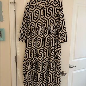 Zara Black and White Tiered Maxi